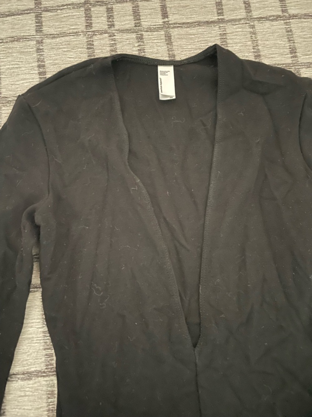American Apparel Black Deep V-Neck Long Sleeve Women's Top